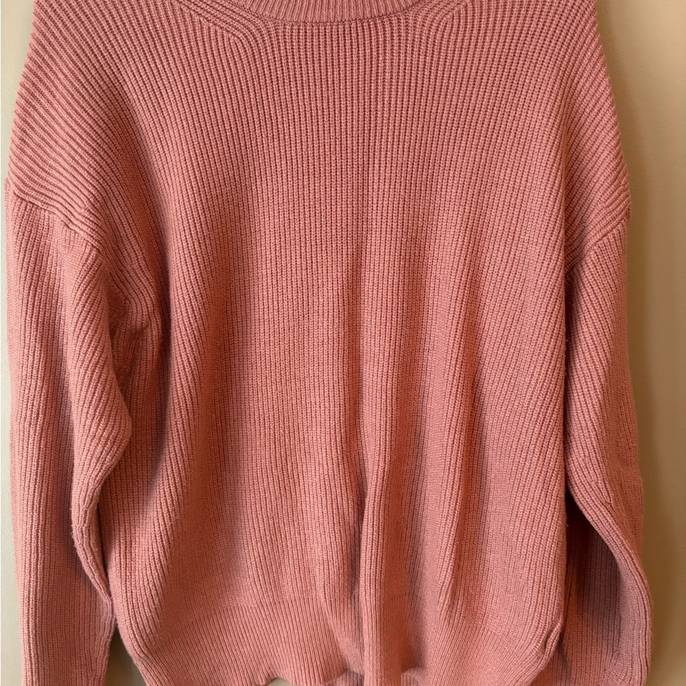 Black Tape Pink Cowl Neck Sweater with Ribbed Texture
